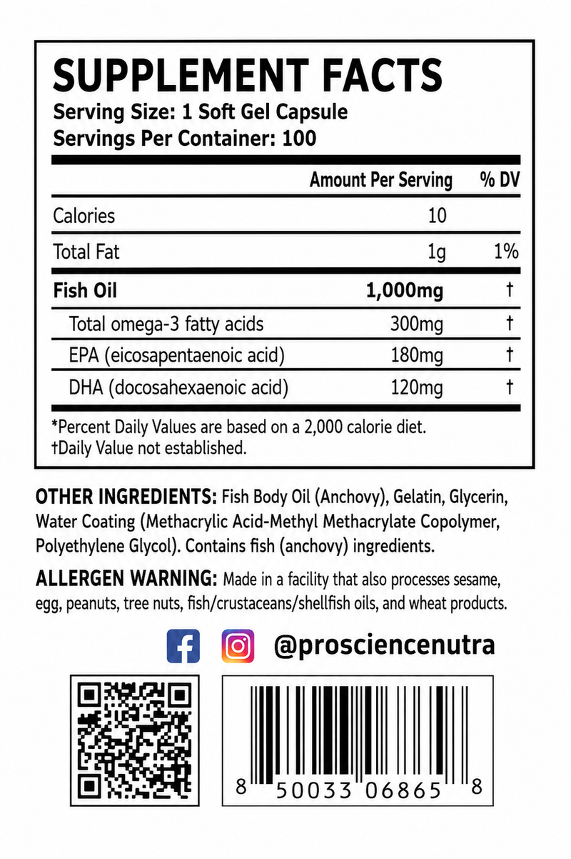FISH OIL | 100 SOFT | PROSCIENCE NUTRA
